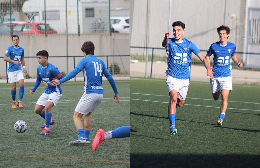 Dieguito, con el brazalete de capitán con el filial del San Fernando CD y donde coincidió con Miguelito Alconchel, que en la imagen celebra un gol. 
