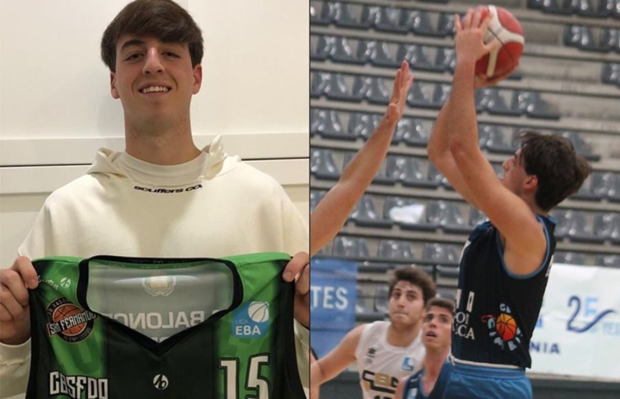 Goicoechea, con la camiseta del CB San Fernando y en un partido con el Cimbis en esta Liga.