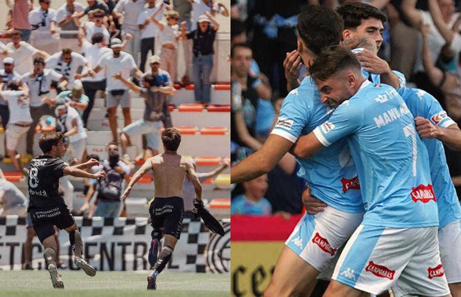 El festejo del gol del Atlético Central en el minuto 125 en Utrera y la alegría del Ciudad de Lucena.