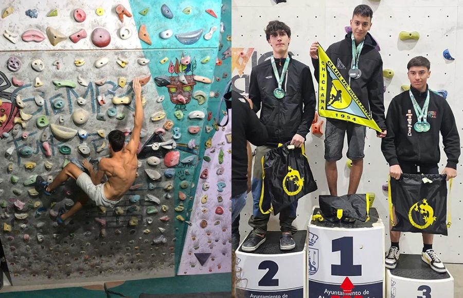 Lucas Márquez, durante una prueba y en lo más alto del podio en el Campeonato de Andalucía juvenil celebrado en marzo en Alcalá de Guadaira. 