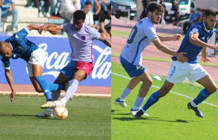 Balde con Biabiany y Ez Abde con Luis Ruiz en el partido San Fernando CD-Barcelona B que se jugó el 30 de abril en Bahía Sur. 