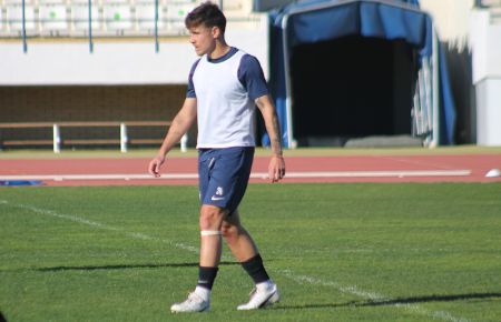 Dani Aquino, en el entrenamiento de este jueves en Bahía Sur. 