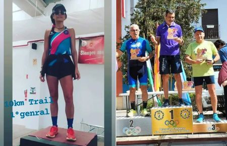 Virginia Carrasco fue la primera fémina en Benalup y Juan Carlos Picos, a la derecha en la otra foto, tercero en la Duatlón de El Cuervo. 