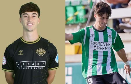 Leo Vázquez, con la camiseta del Intercity y del Real Betis. 