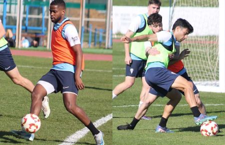 Vanderson y Marru, en el entrenamiento de este miércoles. 