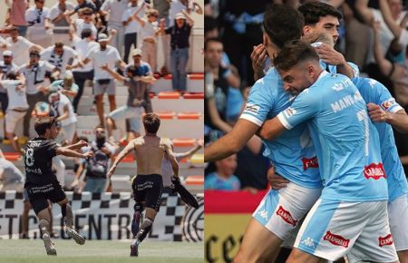 El festejo del gol del Atlético Central en el minuto 125 en Utrera y la alegría del Ciudad de Lucena.