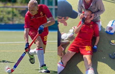 Ricardo Serván, conduciendo la bola y accidentado ante Irlanda. 