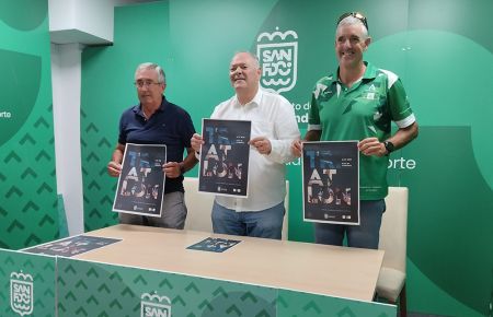 Clemente Ruiz, Antonio Rojas y Jonathan Macías presentaron el VI Triatlón Ciudad de San Fernando.