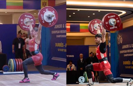 Raquel Domínguez y Gonzalo Herrera, durante el Campeonato de Europa junior. 